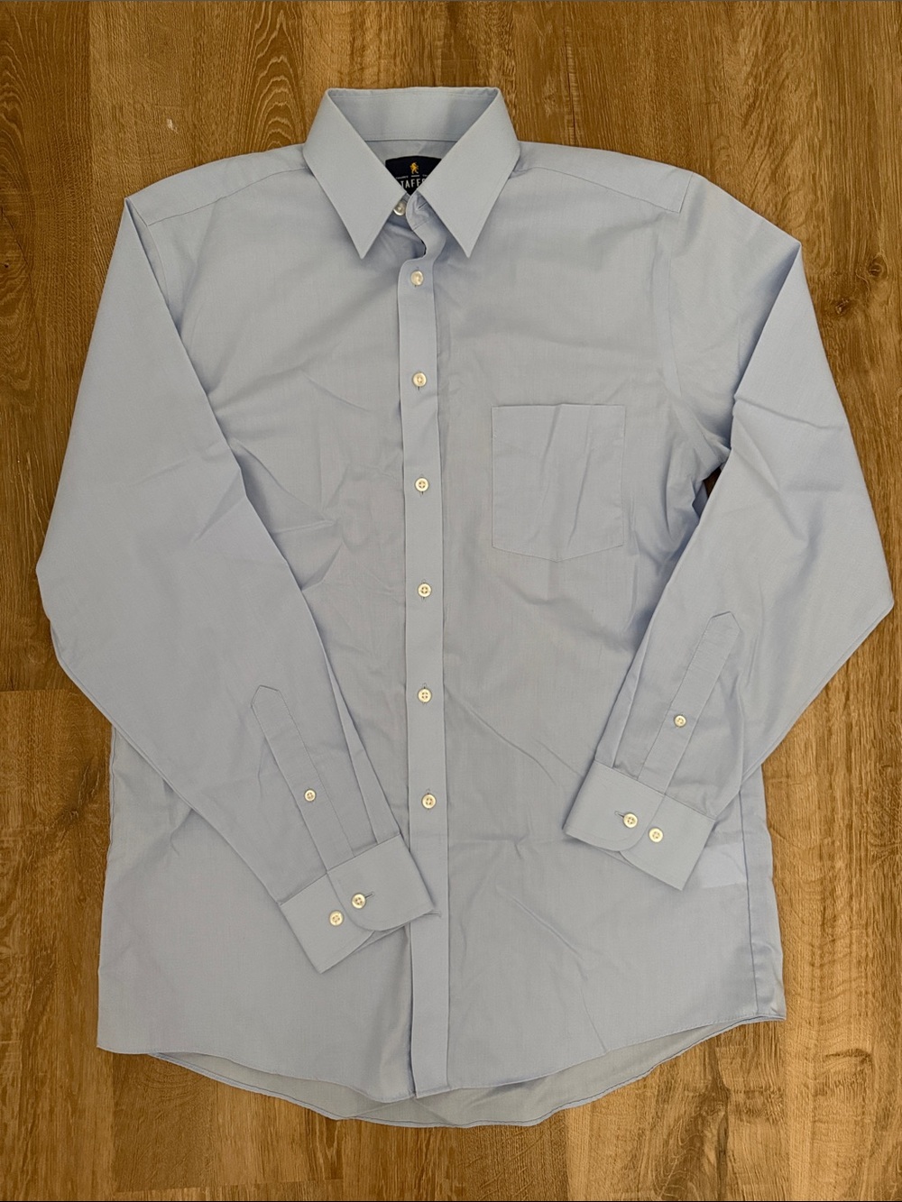 Stafford Light Blue Long-Sleeve Dress Shirt with Chest Pocket, Size 15.5 34-35